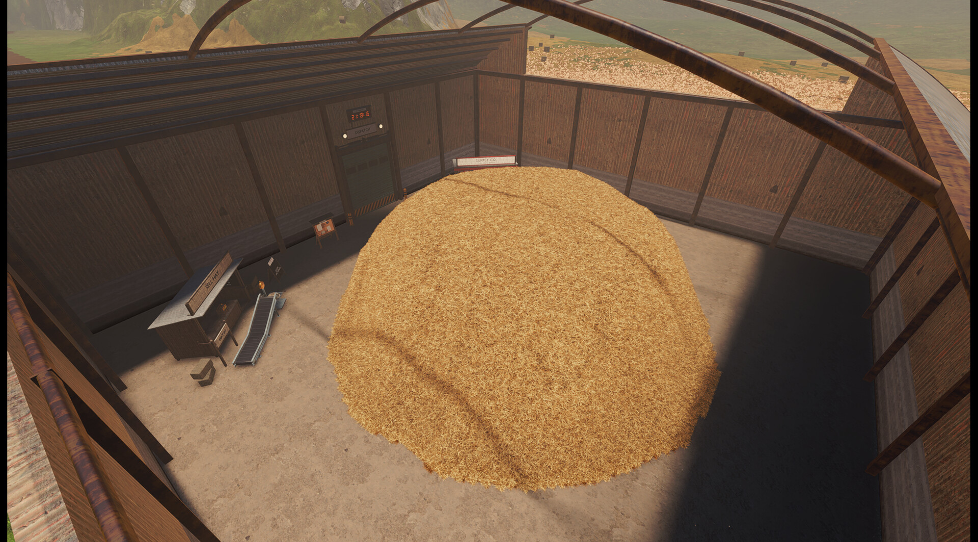 A huge haystack inside the Find The Needle Demo yard.